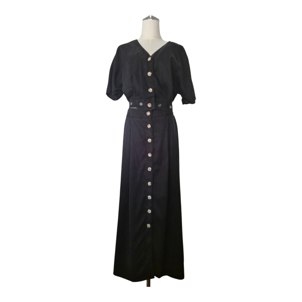 VETTA Capsule Convertible Dress Skirt Set Size 8 Black Tencel Button Front